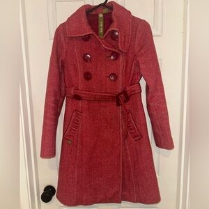Soia & Kyo Red Herringbone Coat Size XS